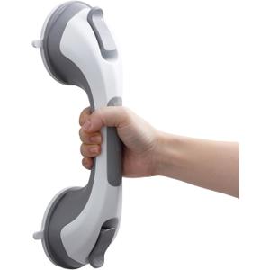 TAILI Shower Grab Bar, 12 Inch Shower Handle for Bathtubs and Elderly, Suction Grab Bars for Seniors Bathroom Safety Handles for Elderly, No Drilling Removable,Grey