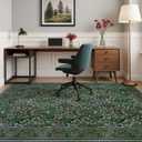 Dadasgk Floral 9x12 Area Rugs for Living Room Bedroom, Soft Washable Rugs 9x12 Stain Resistant, Ultra-Thin Non-Slip Boho Dining Room Rug Non-Shedding Accent Carpet for Guestroom Office, Dark Green