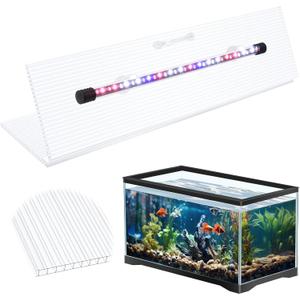Sieral Aquarium Lids Polycarbonate Greenhouse Panels Canopy with LED Light 29 x 11.38 x 0.12 Inch for 20/ 29/ 37 Gallon Without Center Brace Aquariums Cover Fish Tank Lid, Clear