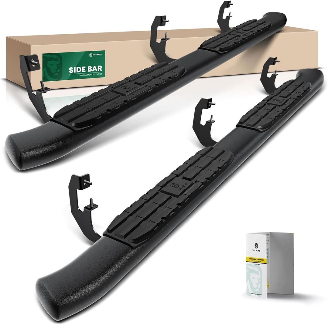 YHTAUTO 4.25 Inch Running Boards Fit Chevy Silverado & GMC Sierra 1500 1999-2013, 2500HD 3500HD(Extended Cab/Double Cab) Side Steps Carbon Steel, Truck Step Rails