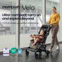 Mompush Velo Lightweight Travel Stroller, Compact & Airplane-Friendly for Baby and Toddler, Lie-Flat Seat, One-Hand Fold, with Leather Bumper Bar, Shoulder Strap, Raincover, Storage Bag & Cup Holder