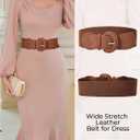 GRACE KARIN Belts for Women Suede Elastic Wide Belt Vintage Stretchy Chunky Buckle Belts S-XXL (Brown)
