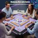 American Mahjong Mat with Printed Rules, 31.5" x 31.5", Anti-Slip & Noise-Reducing Table Cover for Mahjong, Poker, Board Games, Dominoes, and Card Games