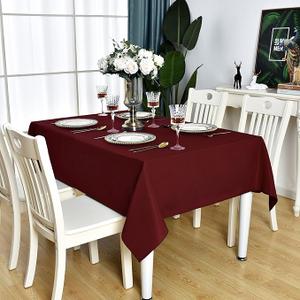 Burgundy Rectangle Tablecloth Waterproof Stain Resistant Wrinkle Free Table Cloth 210GSM Polyester Wipeable Table Cover for Party, Banquet, Indoor & Outdoor- Rectangular/Oblong, 54 x 54 inch