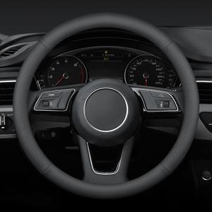 Steering Wheel Cover Standard Size 14.5-15 inch, Non-Slip Car Wheel Cover Protector, Breathable Microfiber Leather, Black