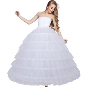 Women 6 Hoop Skirt Tulle Ball Gown Petticoat Crinoline for Bridal Wedding Under Dress, Half Slip Underskirt for Quinceanera Dress Plus Size