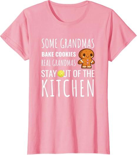 Funny Pickleball Grandma Stay Out of the Kitchen Player T-Shirt, S , Pink