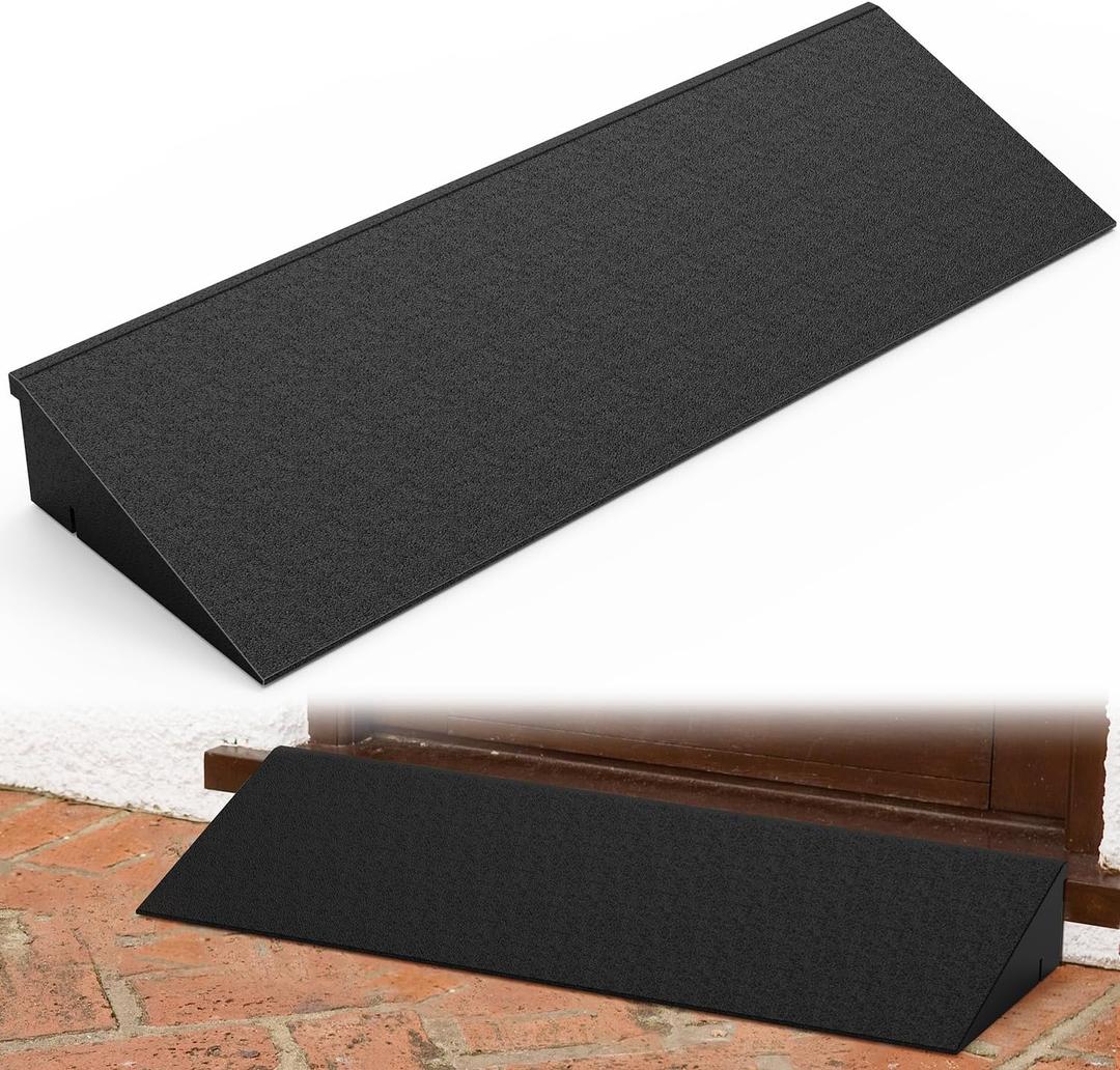 Nilight 2.4" Rise Threshold Ramp for Doorways, 19.7" Wide Low Profile Rubber Smooth Access Door Ramp for Doorway, Curb, Home Steps, Bathroom