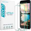 HPTech (2 Pack) Tempered Glass For iPhone SE 2020, iPhone 8, iPhone 7, iPhone 6S, iPhone 6 4.7-Inch Screen Protector, Case Friendly, Easy to Install, Bubble Free (Clear)