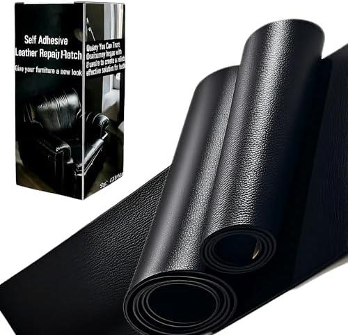 DSGLONGBIN Leather Repair Patch Tape, 4 x 61 inches, Self Adhesive Leather Repair Patch, Easy-to-Apply, Vinyl Leather Repair Kit for Furniture, Couch, Car Seats, Handbags - Black, 4 Pack