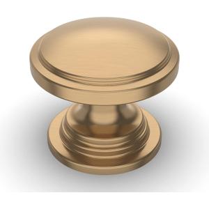 Amerdeco 10 Pack 1-1/4 inch Kitchen Cabinet Knobs Champagne Bronze Cabinet Knobs Bedroom Dresser Gold Round Drawer Knobs Single Hole Cabinet Pulls