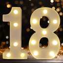 Led Light Up Numbers, 18th Birthday Decorations, Marquee Numbers Lights, Battery Powered Light Up Sign for Sweet 18 Decor Party (White)