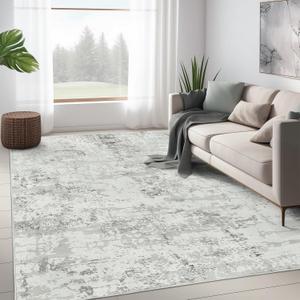 Art&Tuft Washable Rug, Anti-Slip Backing Abstract Area Rug 6'x9', Stain Resistant Rugs for Living Room, Foldable Machine Washable Area Rug 6'x9', Grey