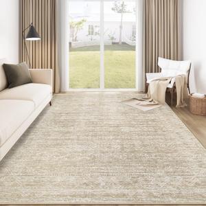 Washable Rug 6x9 Area Rugs: Modern Geometric Rugs for Living Room Non Slip Soft Low Pile Moroccan Indoor Carpet for Bedroom Nursery Dining Room Home Office (Beige, 6'x9')