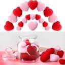 20 Pieces Valentine Felt Hearts 30 mm 50 mm Hearts for Crafts Felt Heart Garland Felted Vase Filler Beads Pom Pom Heart Shape Wool Balls Ornaments for Home Decor Garland Handcraft DIY (Pink, Red)