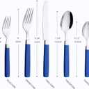 ANNOVA Silverware Set Stainless Steel Colorful Tableware Kitchen Flatware Set Utensils, Includes Dinner Knives, Forks, Spoons, Salad Forks & Dessert Spoons (Sapphire Blue, 20 Pieces)
