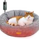 Heated Cat Bed for Indoor Cats, 20 Electric Cat Heated Bed Pet Warming Bed for Cats and Small Dogs, Washable Calming Round Donut Pet Bed with Heating Pad, Indoor Use