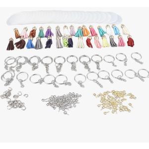 ANGGREK Acrylic Key Ring Kit, Acrylic Keychain Blank Kit 55pcs Gold Screw Eye Pins for Keychain