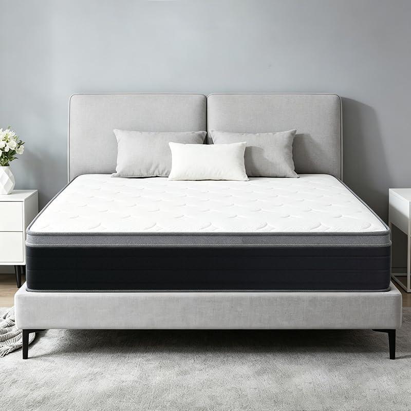 Queen Size Mattress in a Box, 10 Inch 60x80 Inch Pocket Coil Mattress, Soft Hotel Standard Queen Bed Mattress, Quiet Supportive Mattress for Bedroom Guest Room