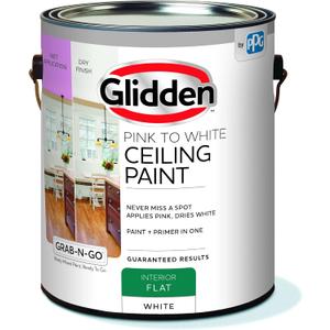 Glidden Grab-N-Go Pink to White Ceiling paint, 1 Gallon, Flat, White