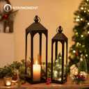 24" & 20" Large Outdoor Floor Lantern, Black Fall Porch Decor