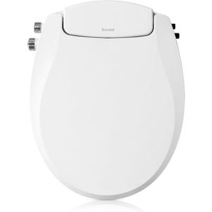 Brondell Bidet Toilet Seat Non-Electric Swash Seat, Fits Round Toilets, White Dual Nozzle System, Ambient Water Temperature Bidet with Easy Installation S101 Round 