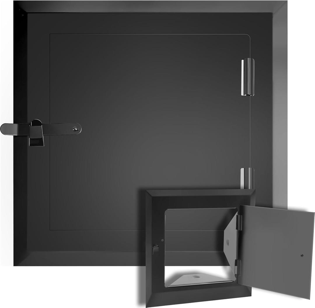 Yaocom 1 Pack 8" x 8" Steel Chimney Cleanout Door Fireplace Trap Door for Ashes Indoor Outdoor Wall Chimney (Black)