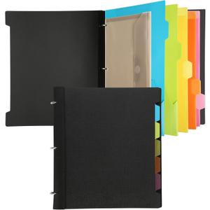 Pivotable Refillable Notebook, 3 Ring Binder Notebooks 1 Inch, Notebook with Dividers and Pockets, Folder Notebook, Flexible Binder, Soft Binders 3 Ring, Foldable Binder- Black