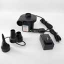Portable Electric Air Pump, Quick-Fill Inflator, Dual AC/DC Power, Multiple Nozzles, Black