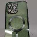 Misea Magnetic for iPhone 15 Plus Case Compatible with MagSafe [Military Grade Drop Protection] Full Camera Lens Protector Plating Glitter Soft Phone Case for Women Girls, Green