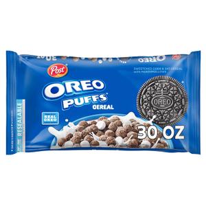 Post OREO PUFFS Cereal, Chocolate Breakfast Cereal, 30 oz bag