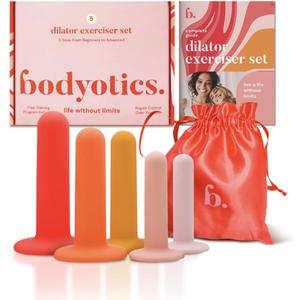 Silicone Pelvic Floor Muscle Dilator Exerciser Trainer Set of 5 - Release Limits with Bodyotics (Small to Large)