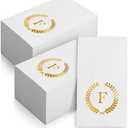 200 Pack Monogrammed Disposable Napkins Gold Foil Letter F Guest Napkins Initial Disposable Hand Paper Towels for Wedding Engagement Baby Shower Party Home Kitchen Bathroom Dinner Decorative Towels