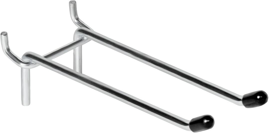 10 Pcs Pegboard Hooks, 6 Inch Peg Board Hooks, Pegboard Pegs Accessories with Rubber Tipped, Double Peg Hook Fit 1/4 Hole, Heavy Duty Tool Utility Hook for Hanging Tools, Bags and More