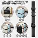 3 Packs Luggage Straps for Suitcases, 2 Luggage Connector Straps & Elastic Strap, Connect Up to 4 Suitcases ＆ Add a Bag, Heavy Duty Adjustable Travel Belt for 20-32 Inch Luggage, Black