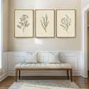 ANHUIB Neutral Beige Floral Canvas Wall Art Large Cream Botanical Wall Decor Vintage Minimalist Modern Paintings 16x24 Inch Set of 3 for Living Room Dining Room Bedroom