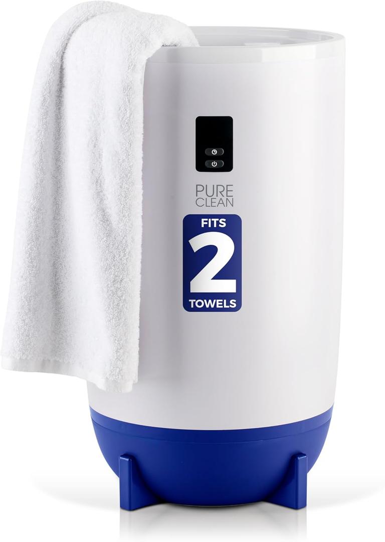 PureClean Towel Warmer Bucket, Portable Blanket Heater for Bathroom and Spa, Customizable Fragrance, Auto Shut-Off, Fits 2 Large Towels, Blankets and Bathrobes, LED Display, Adjustable Timer, Blue
