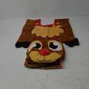 JOYIN 5 Pieces Christmas Theme Bathroom Decoration Set w/Toilet Seat Cover, Rugs, Tank Cover, Toilet Paper Box Cover and Santa Towel for Xmas Indoor Decor, Party Favors (Reindeer)