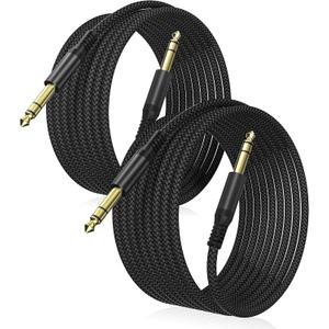 Elebase 1/4 Inch TRS Instrument Cable 10ft 2-Pack,Straight 6.35mm Male Jack Stereo Audio Interconnect Cord,6.35 mm Balanced Line for Electric Guitar,Bass,Keyboard,Mixer,Amplifier,Amp,Speaker,Equalizer