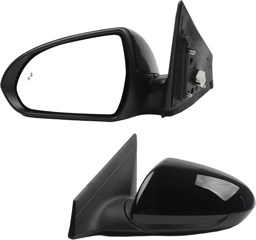 Dasbecan Left Driver Side Door Mirror Compatible with Hyundai Elantra 2017-2020 Heated Manual Folding Blind Spot Detection Replace# 87610F3020 HY1320226 (7Pins-Black Painted)