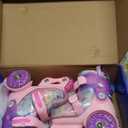 Kids Roller Skates for Beginners - ZOOBLISS Toddler Roller Skates for Girls Ages 3-7 with Light-Up Wheels & 4 Adjustable Sizes, Tri-Wheel Training Skates for Kids (Unicorn Rainbow)