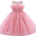 1-12 Years Girls Dress Sequin Lace Wedding Party Flower Dress 140