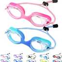 Vvinca Kids Swim Goggles with Bungee Strap No Leaking Anti Fog Toddler Goggles with Quick Adjust Ages 3-14