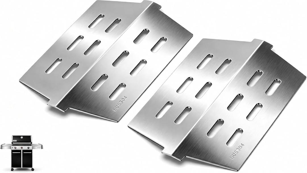 QuliMetal SUS304 Heat Deflector for Weber Genesis 300 Series Grills, Genesis E/S-310, E/S-330 with Front-Mounted Control (2011-2016), 2-Pack Heat Shield Plates for Weber 65505 7622 62756