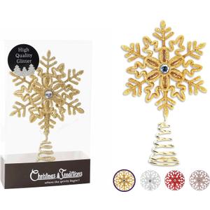 Christmas Traditions 5 inch Gold Glittered Filigree Christmas Star Snowflake Tree Topper Star for Small/Mini X'Mas Tree/Home Decor/Christmas Table/Shelf Ornaments (Gold)