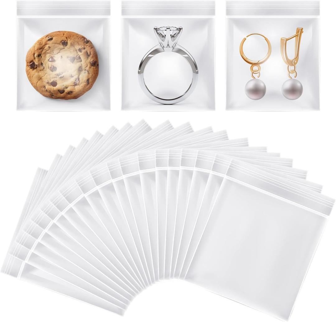 200pcs 1.5"x2" 4 Mil Mini Plastic Pouches, Transparent Small Zip Lock Resealable Clear Tiny Zipper Pouches - All Purpose Storage Bags for Jewelry, Snack, Beads, Bolts, Pills