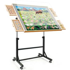 ALL4JIG 1500 Pieces Puzzle Table with Legs and Wheels,24.92"33.58" Wooden Jigsaw Puzzle Table with 4 Drawers & Cover, Upgraded Stability & Optimized Lightweight Design, Puzzles for Adults, Medium-1500pcs