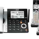 AT&T CL84307 Dect 6.0 Expandable Corded/Cordless Phone with Smart Call Blocker, Silver/Black with 3 Handsets