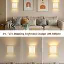 FINCMY Battery Operated Wall Sconces Set of Two, 18 RGB Colors Stick on Wall Lights with Remote, Changeable Dimmable Height Fabric Battery Powered Wall Lights for Bedroom Living Room Hallway