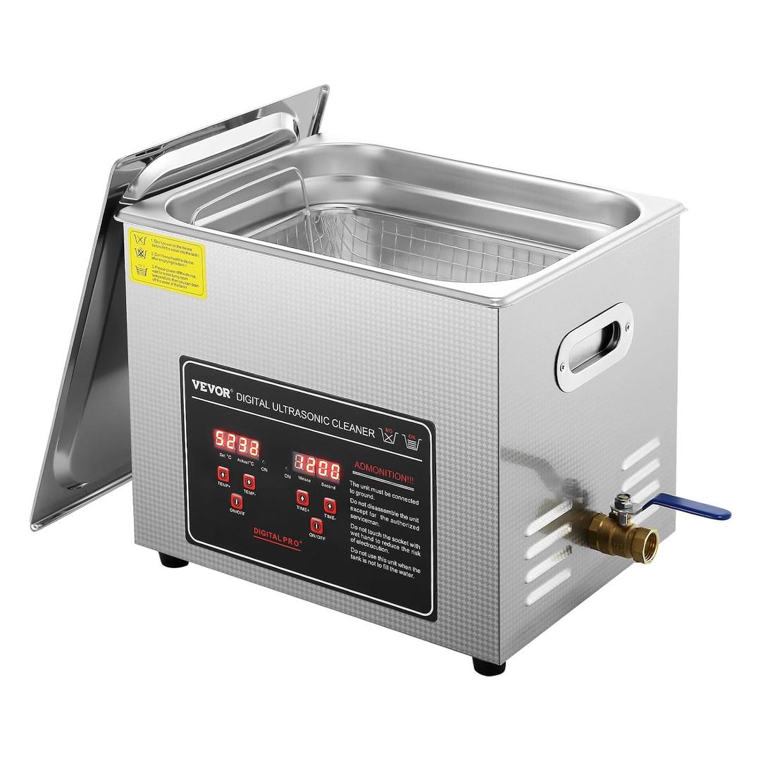 VEVOR 10L Ultrasonic Cleaning with Digital Timer & Heater Professional | For Glasses Watch Rings Small Parts and Circuit Board, Ultra Sonic Jewelry Cleaner, Stainless Steel Heated Cleaning Machine